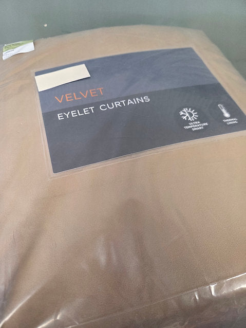 Velvet Eyelet Curtains- Bronze