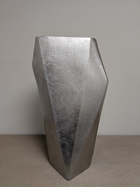 Cast Aluminium Faceted Vase – Silver Finish