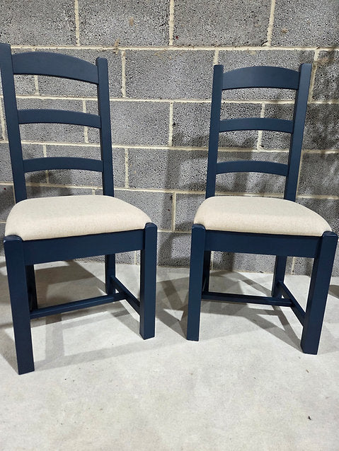 Sussex Midnight Blue Ladderback Dining Chair - Fabric Seat