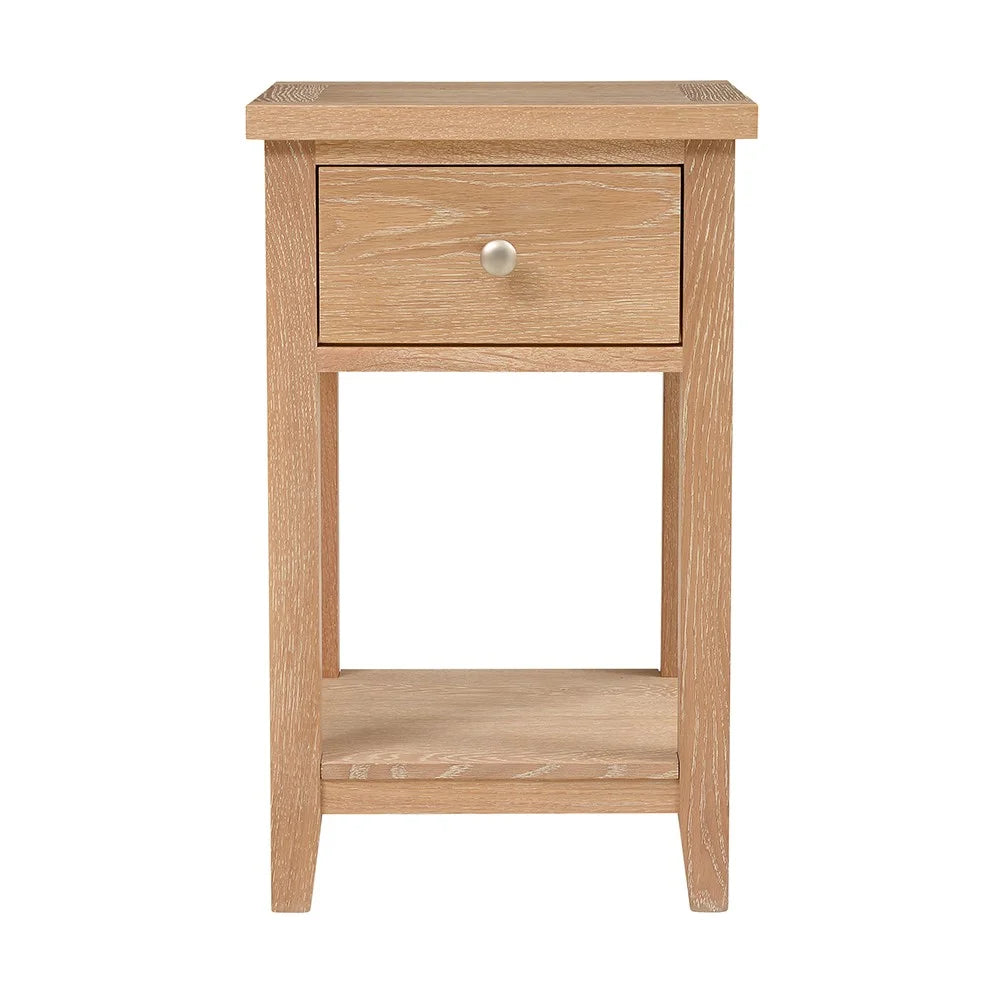 Inglesham Whitewash Oak 1 Drawer Bedside