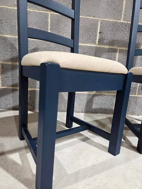 Sussex Midnight Blue Ladderback Dining Chair - Fabric Seat