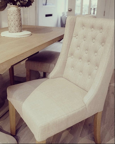 Foxglove Winged Buttoned Chair - Stone