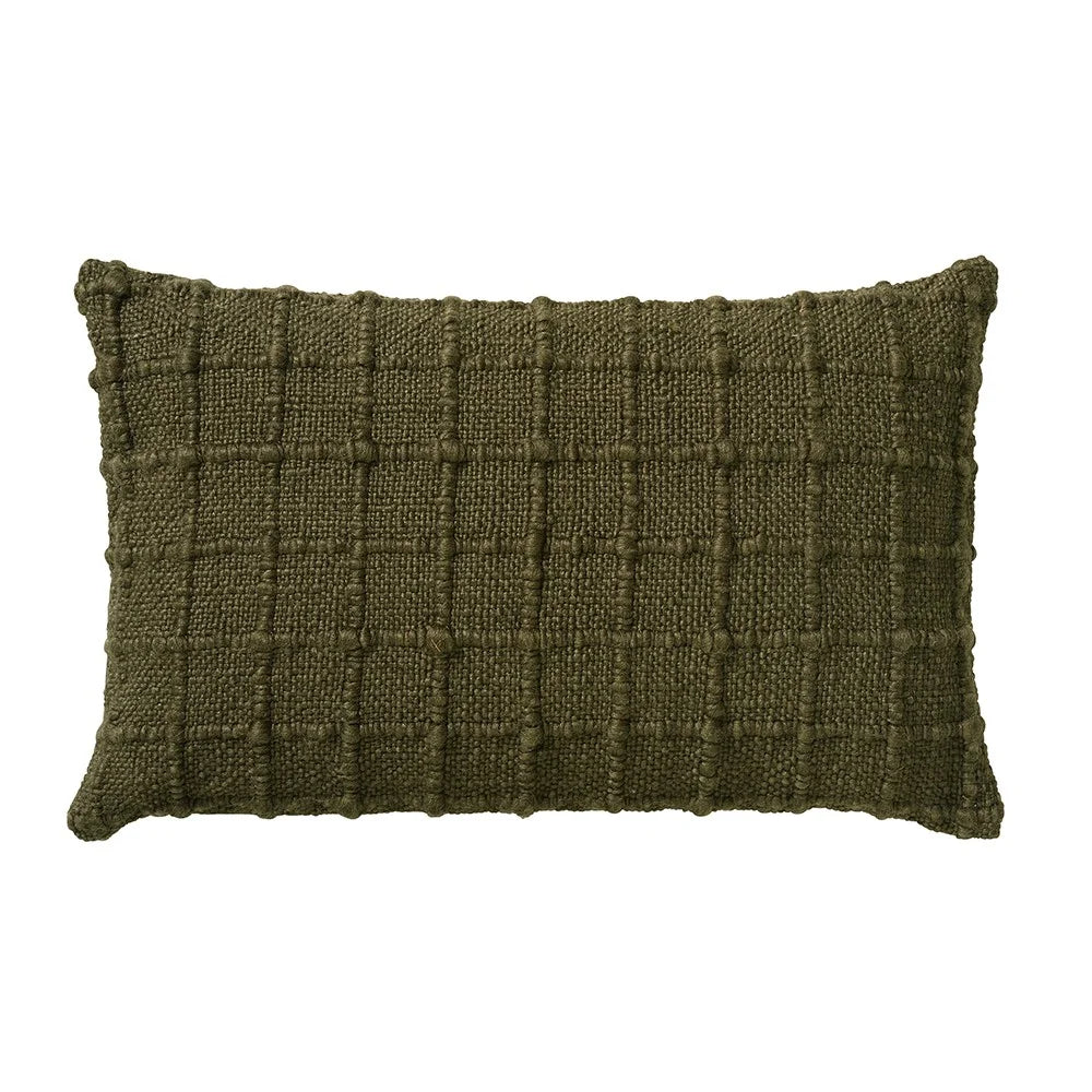 Check Hand Woven Cushion Green
