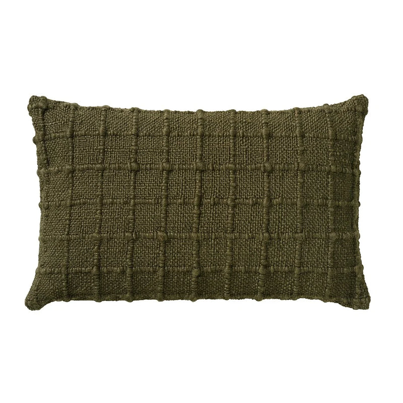 Check Hand Woven Cushion Green