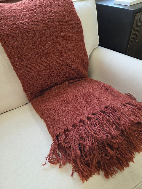 Textured Hand Woven Throw Terracotta