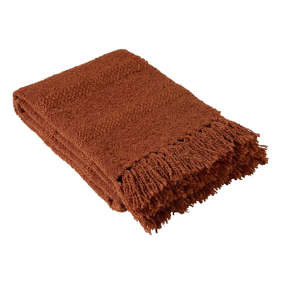 Textured Hand Woven Throw Terracotta