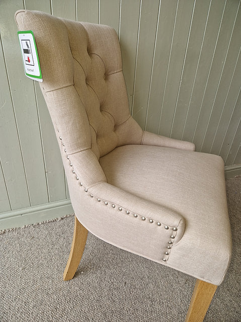 Primrose Upholstered Button Back Chair Stone
