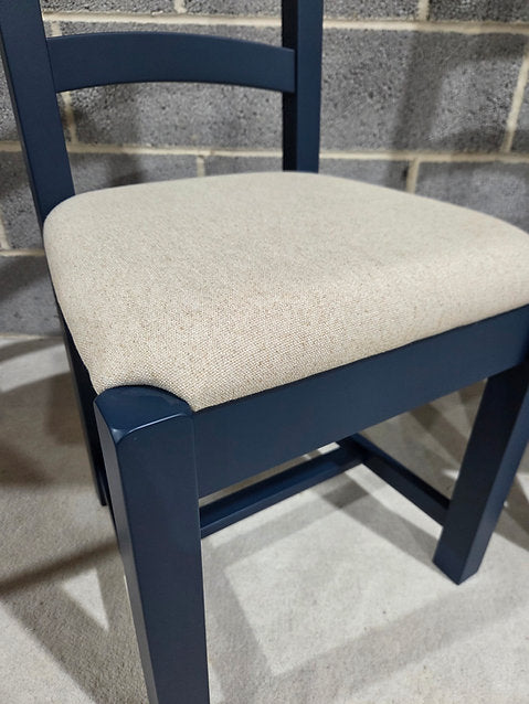 Sussex Midnight Blue Ladderback Dining Chair - Fabric Seat