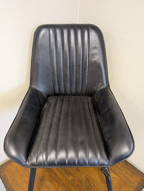 Pembrooke Leather Dining Chair- Charcoal