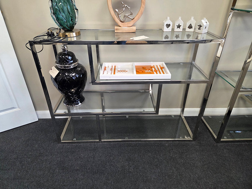 Linton Small Modular Shelving Unit Stainless Steel And Glass