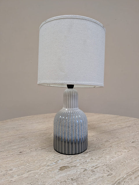 Grey Porcelain Lamp with Ribbed Detailing