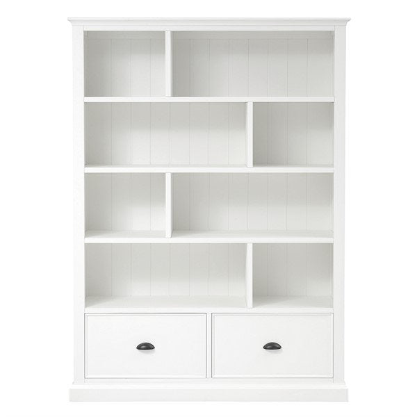 Stow Warm White Large Bookcase With Drawers