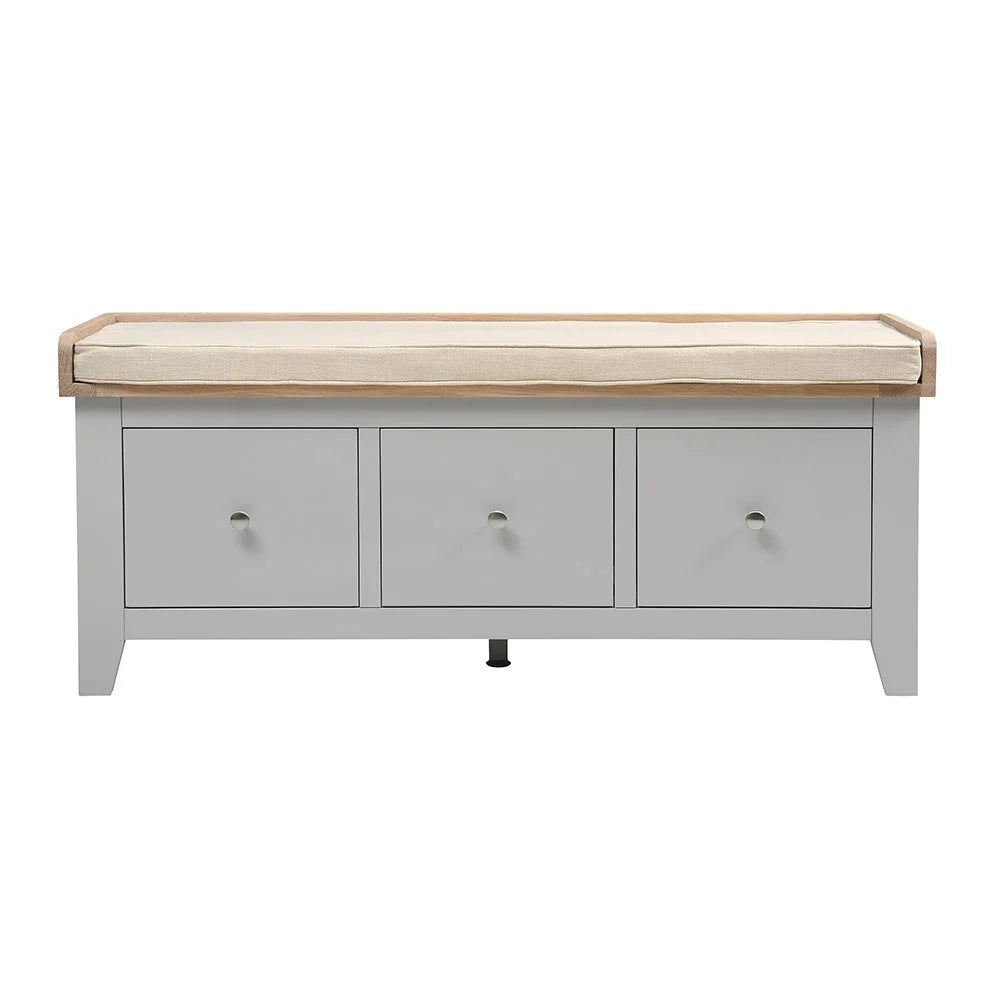 Chester Dove Grey 3 Drawer Shoe Bench