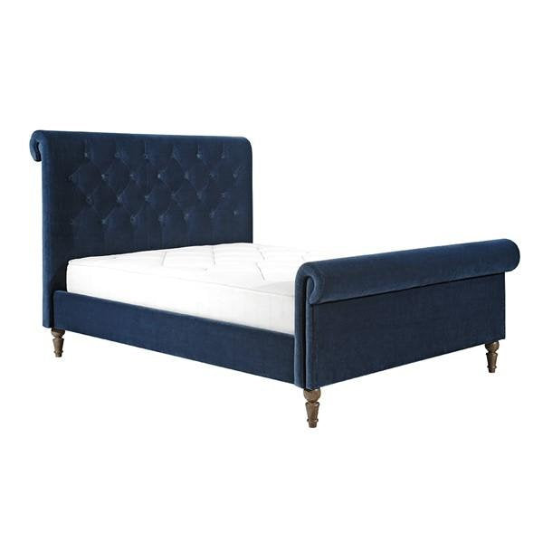 Hilcott Petrol Velvet Super King Sized Upholstered Bed