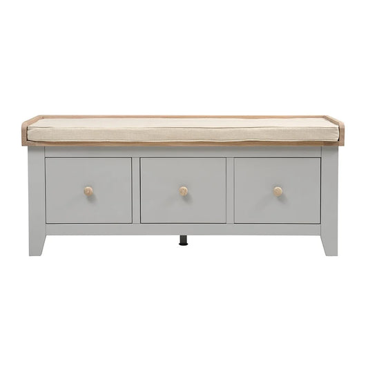 Chester Dove Grey 3 Drawer Shoe Bench