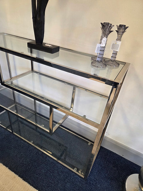 Linton Small Modular Shelving Unit Stainless Steel And Glass