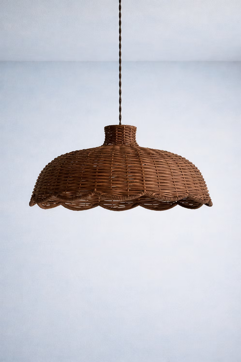 Scallop Rattan Shade - Brown