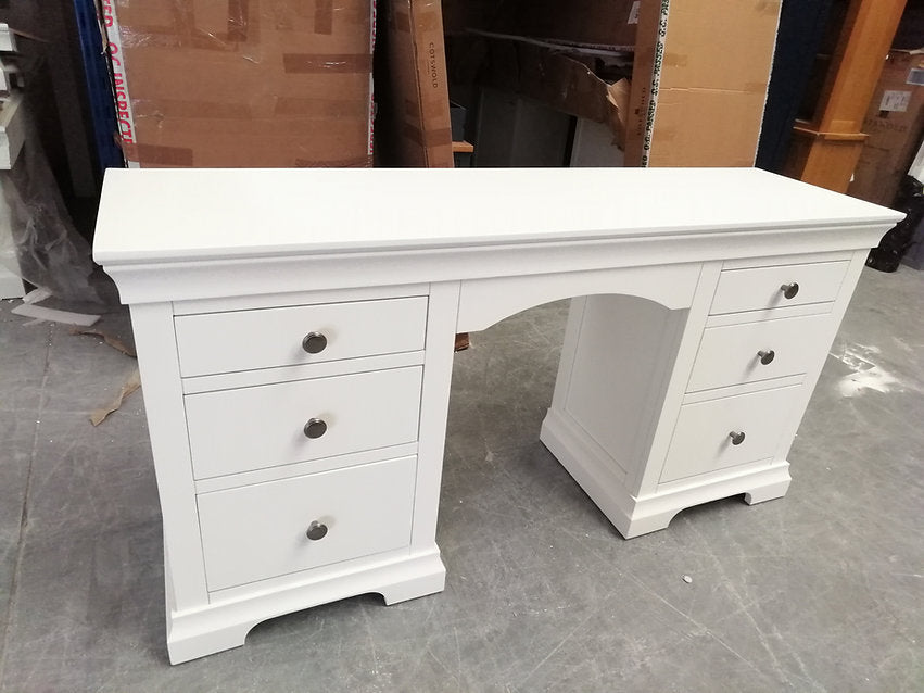 Chantilly Warm White Double Pedestal Dressing Table