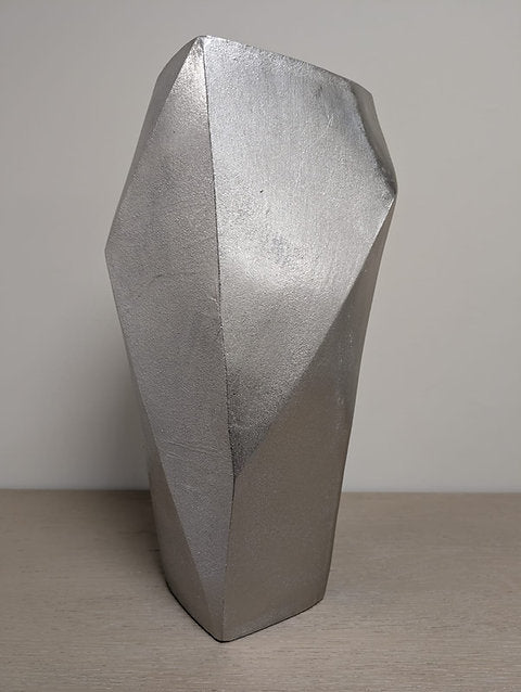 Cast Aluminium Faceted Vase – Silver Finish