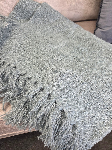 Textured Hand Woven Throw Pale Blue