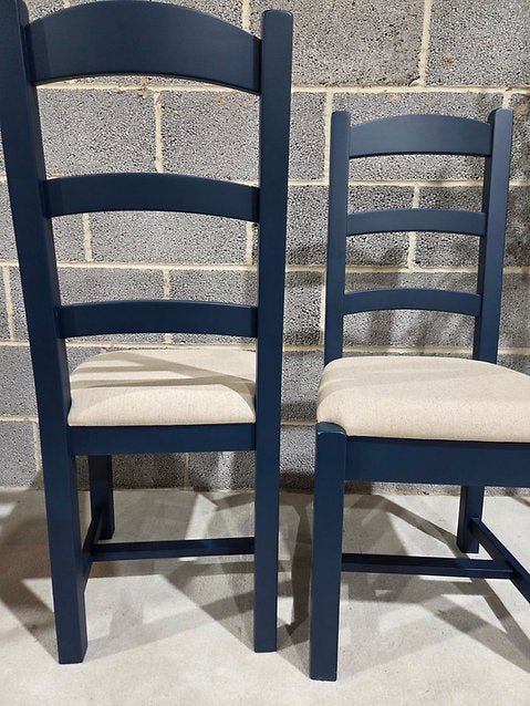 Sussex Midnight Blue Ladderback Dining Chair - Fabric Seat