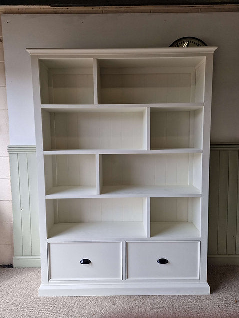 Stow Warm White Large Bookcase With Drawers
