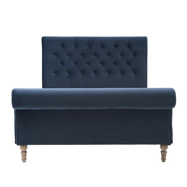 Hilcott Petrol Velvet Super King Sized Upholstered Bed