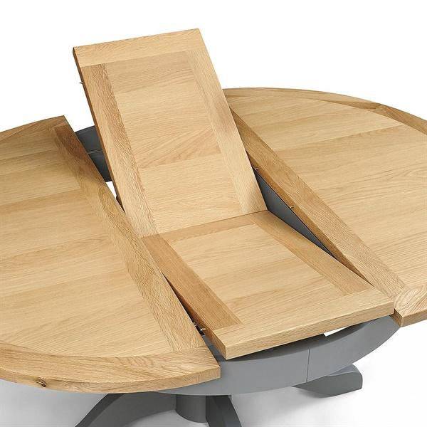 Sussex Storm Grey 4-6 Seater Round Extending Dining Table