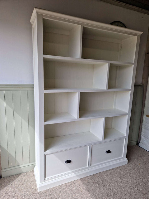 Stow Warm White Large Bookcase With Drawers
