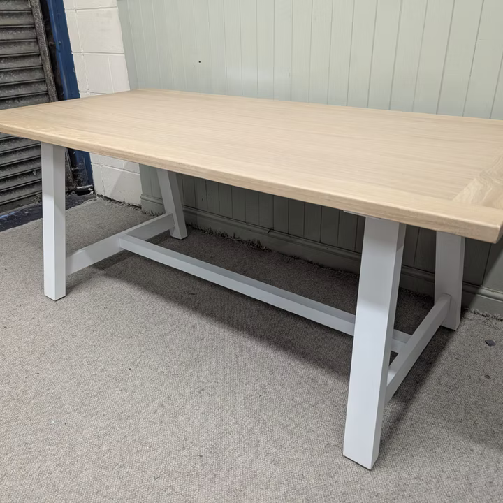 Chester Pure White 6 Seater Trestle Dining Table