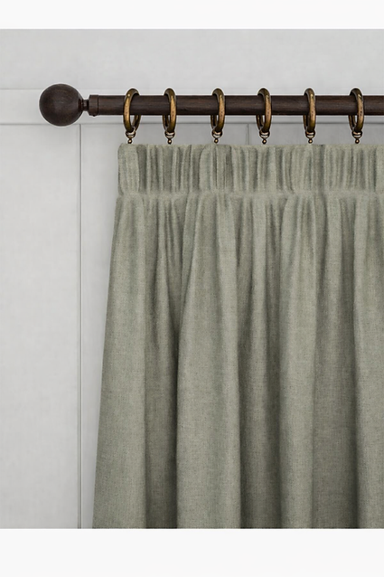 Brushed Pencil Pleat Blackout Thermal Curtains- Natural