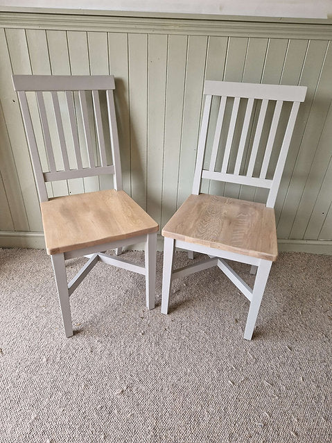 Pair of Chester Dove Grey New Wooden Seat Chair