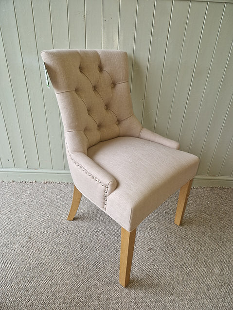 Primrose Upholstered Button Back Chair Stone