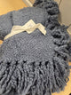 Dreamy Handwoven Fringe Throw- Steel Blue