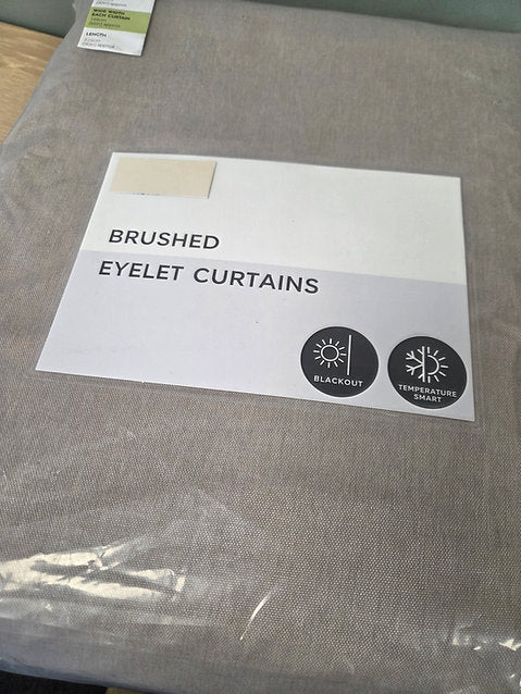 Brushed Eyelet Blackout Thermal Curtains- Neutral