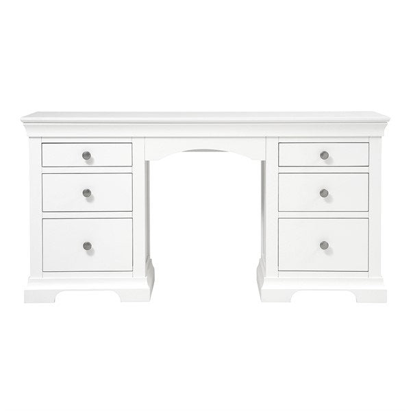 Chantilly Warm White Double Pedestal Dressing Table