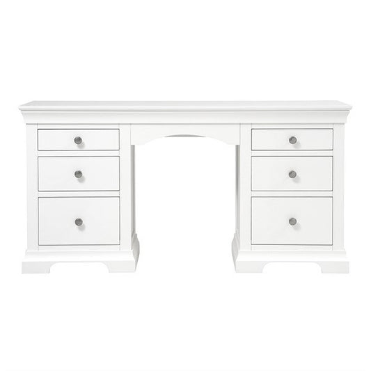 Chantilly Warm White Double Pedestal Dressing Table