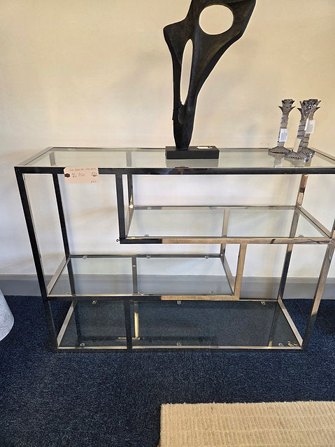 Linton Small Modular Shelving Unit Stainless Steel And Glass