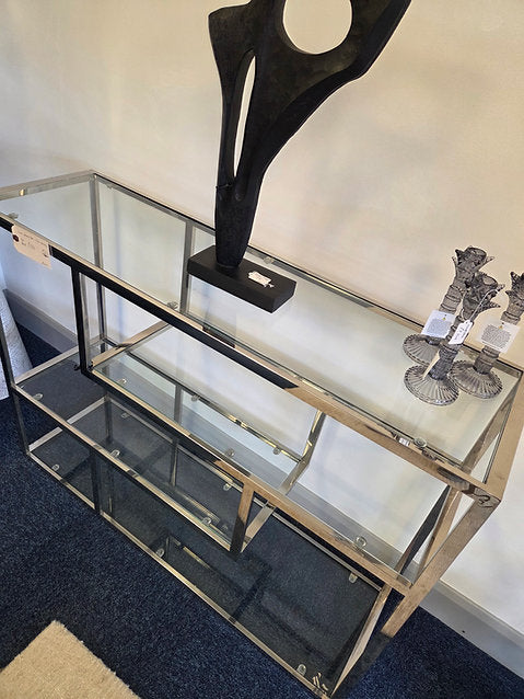 Linton Small Modular Shelving Unit Stainless Steel And Glass