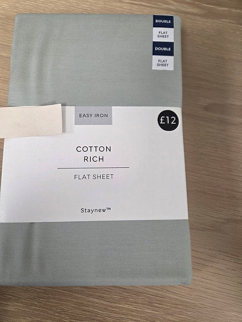 Cotton Rich Flat Sheet- Sage - Double