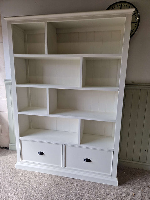 Stow Warm White Large Bookcase With Drawers
