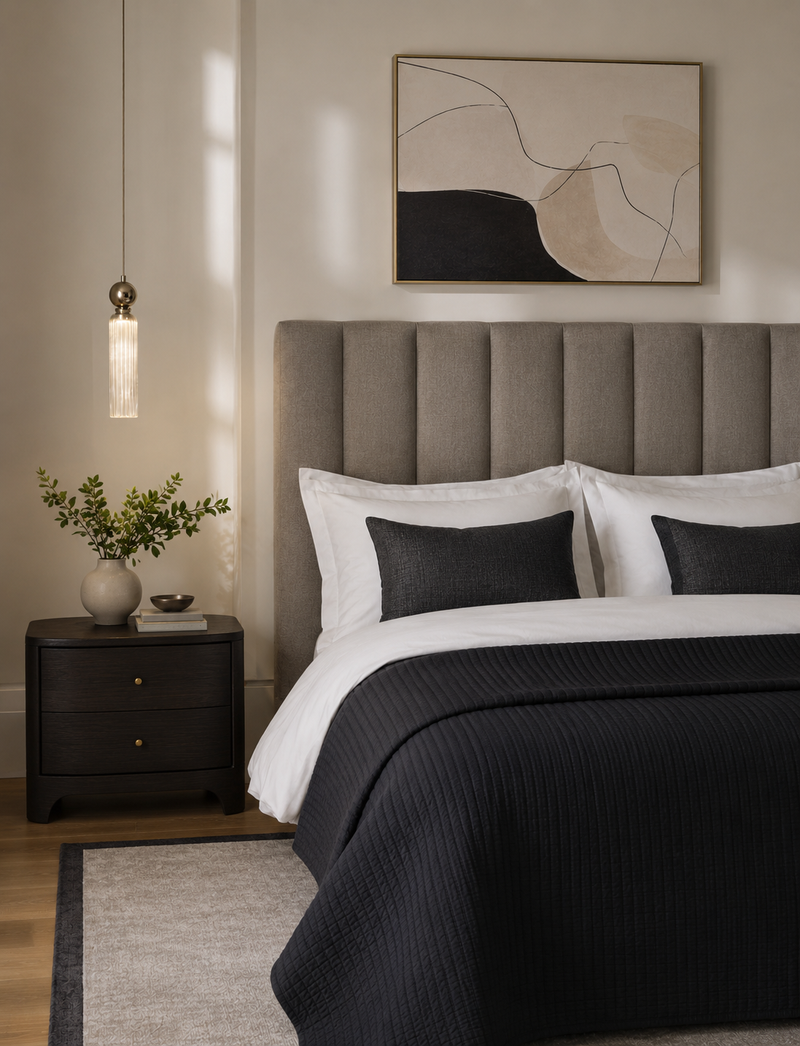 Cotton with Linen Embroidered Bedspread- Kellys Grrey