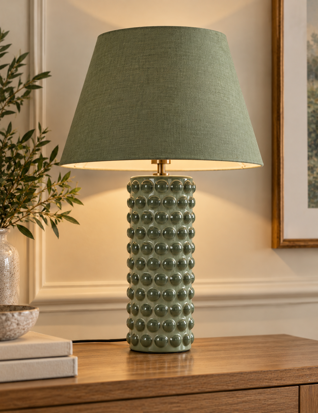 Ceramic Bobble Table Lamp - Green