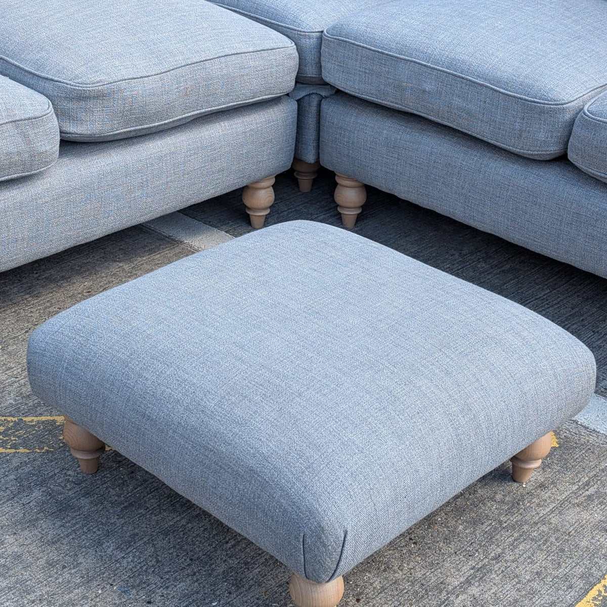 Clara Small Foot Stool- Grey Marl - Rustic Weave