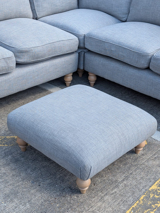 Clara Small Foot Stool- Grey Marl - Rustic Weave