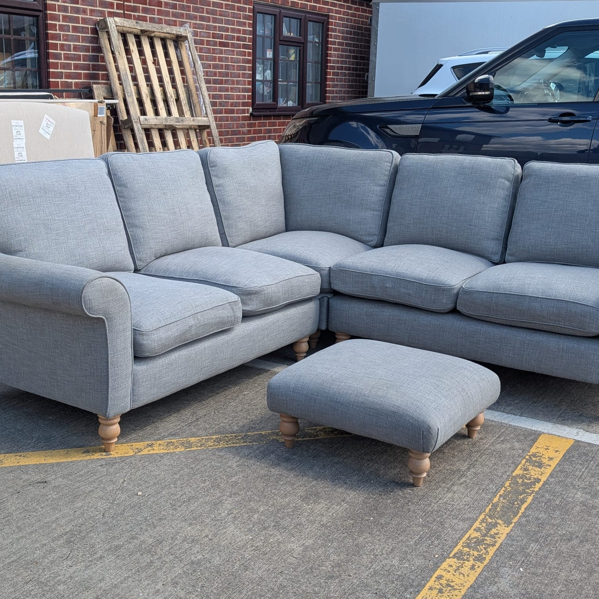 Clara Small Foot Stool- Grey Marl - Rustic Weave