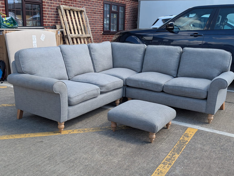 Clara Small Foot Stool- Grey Marl - Rustic Weave
