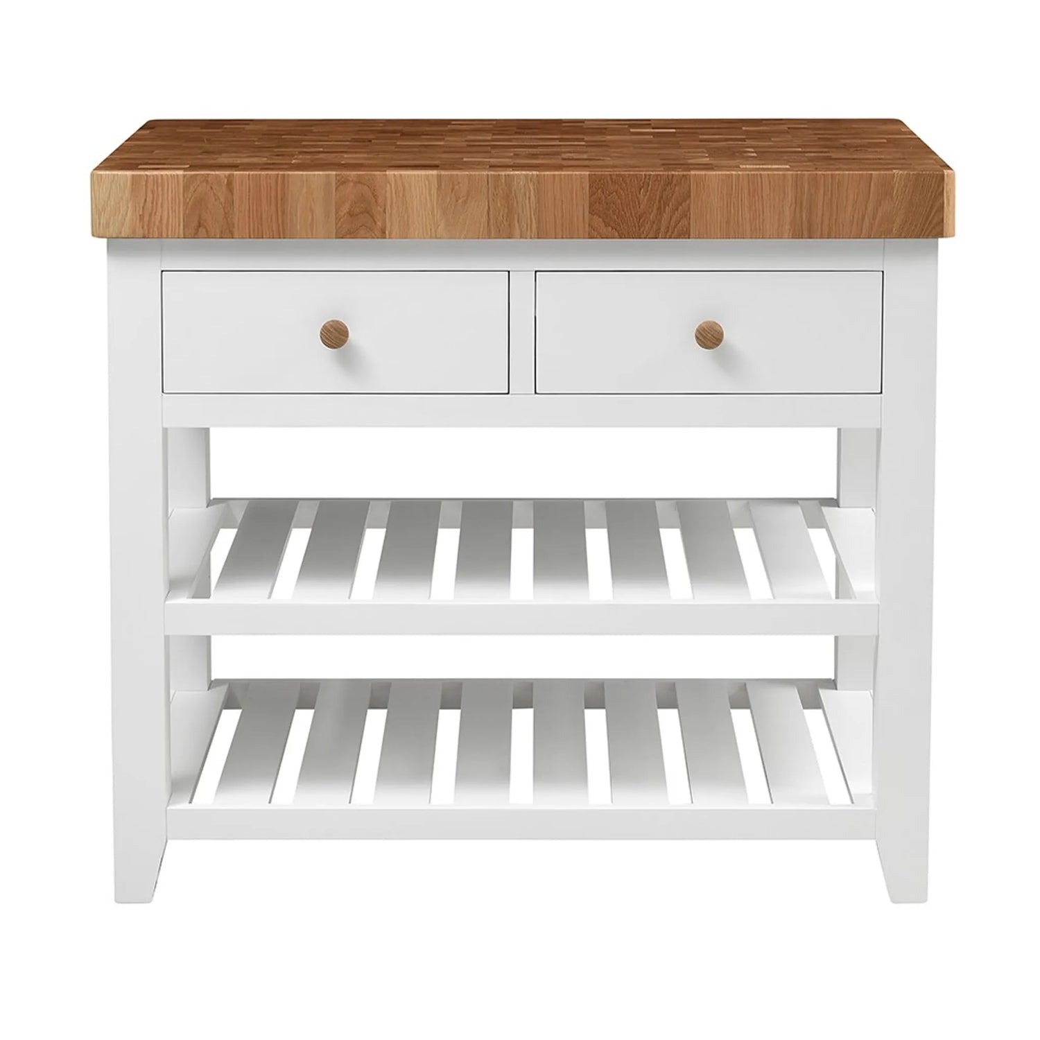 Chester Pure White Butcher Block Kitchen Island