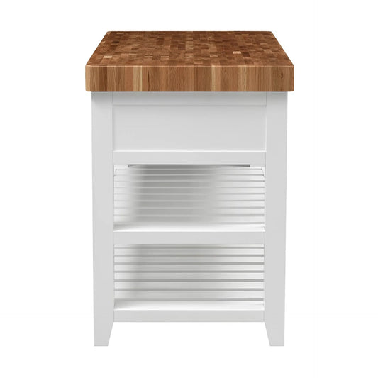 Chester Pure White Butcher Block Kitchen Island