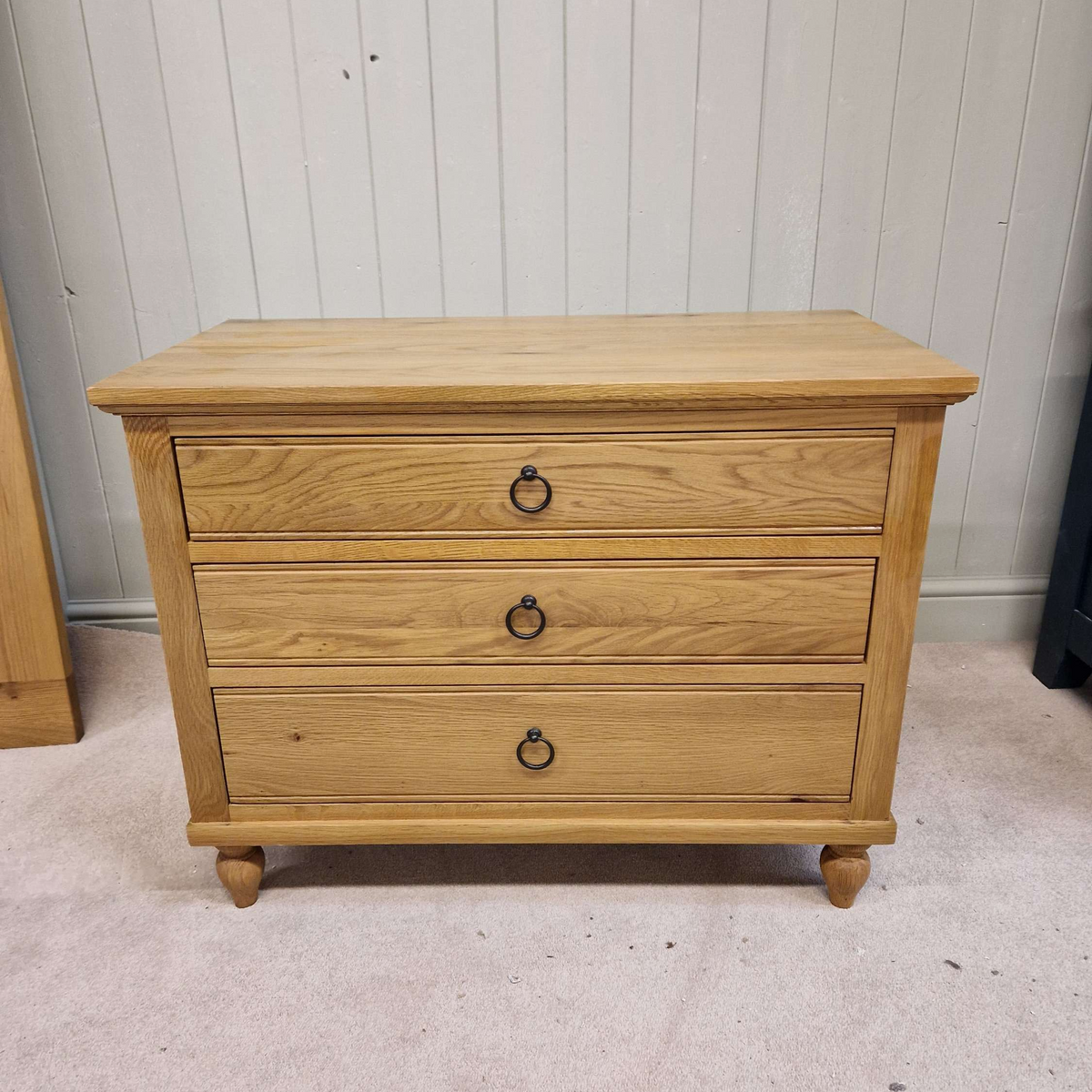 Elkstone Mellow Oak Large 3 Drawer Bedside Table